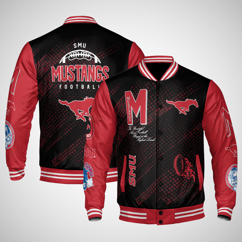 Smu Mustangs , Ncaa Pattern Baseball Jacket, Varsity Jacket V12