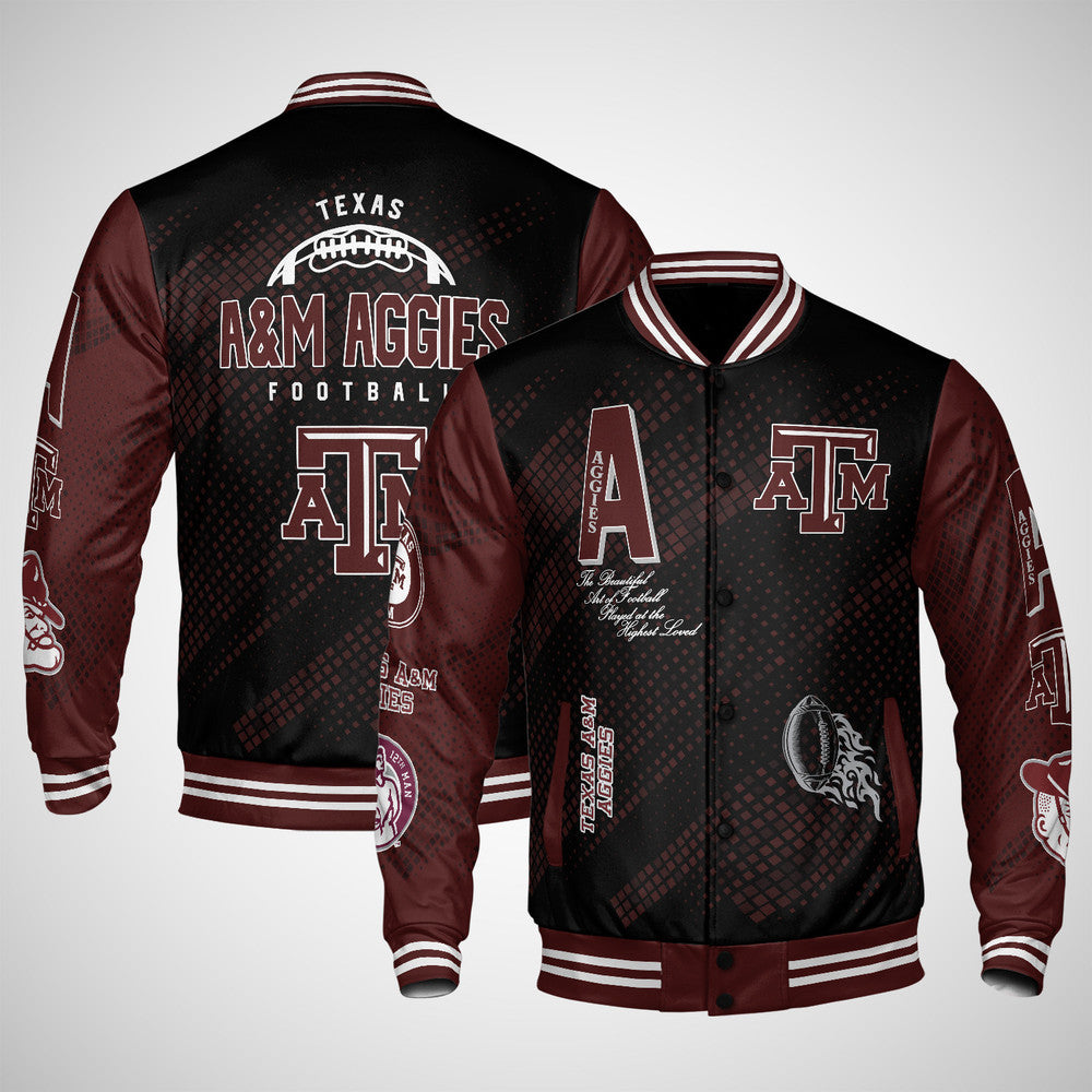 Texas A&amp;M , Ncaa Pattern Baseball Jacket, Varsity Jacket V12