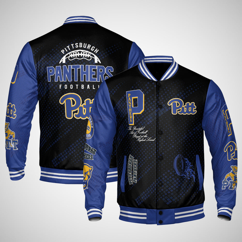 Pittsburgh Panthers , Ncaa Pattern Baseball Jacket, Varsity Jacket V12