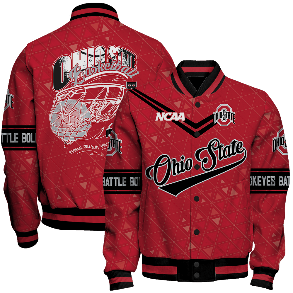 Ohio State Buckeyes Ncaa Basketball Buckeyes Battle Boldly 3D Unisex Varsity Jacket