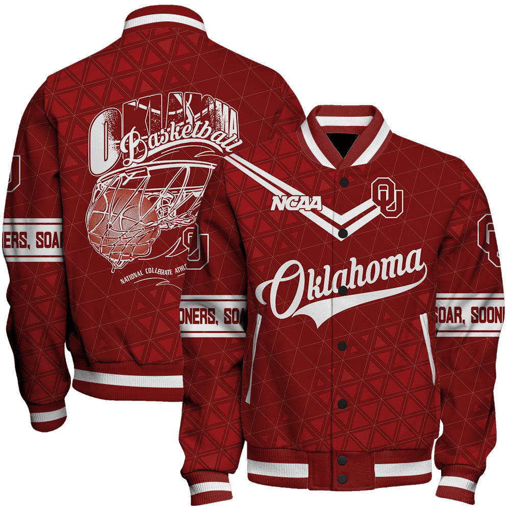 Oklahoma Sooners Ncaa Basketball Soar Sooners Soar 3D Unisex Varsity Jacket