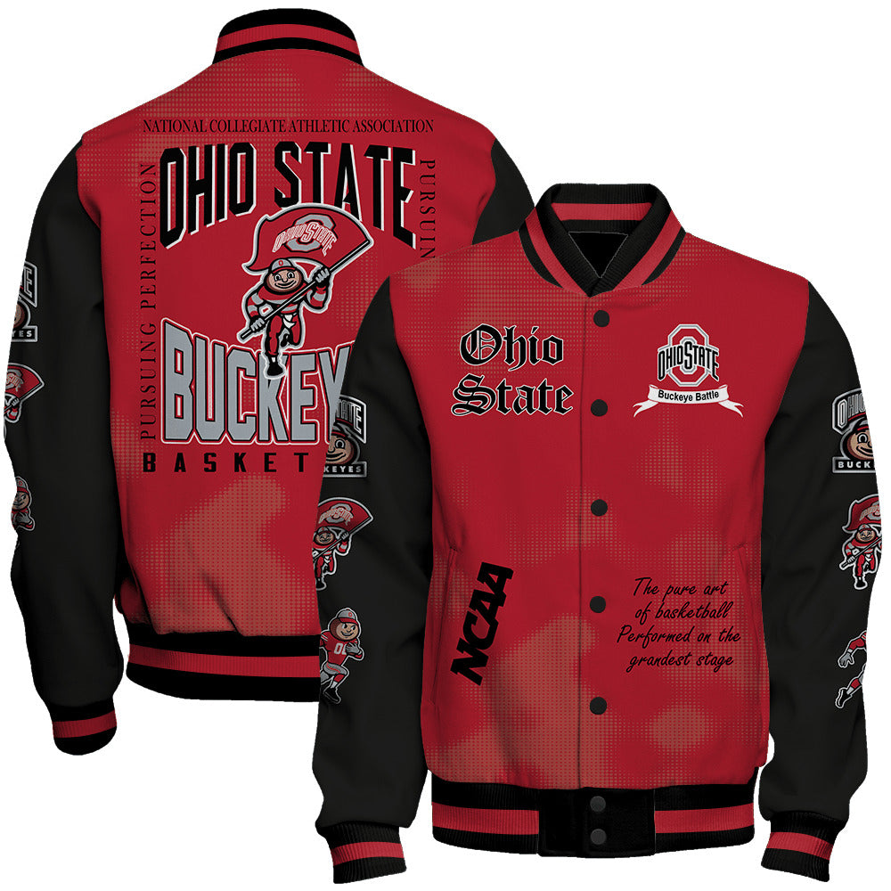 Ohio State Buckeyes Ncaa Basketball Buckeye Battle 3D Unisex Varsity Jacket