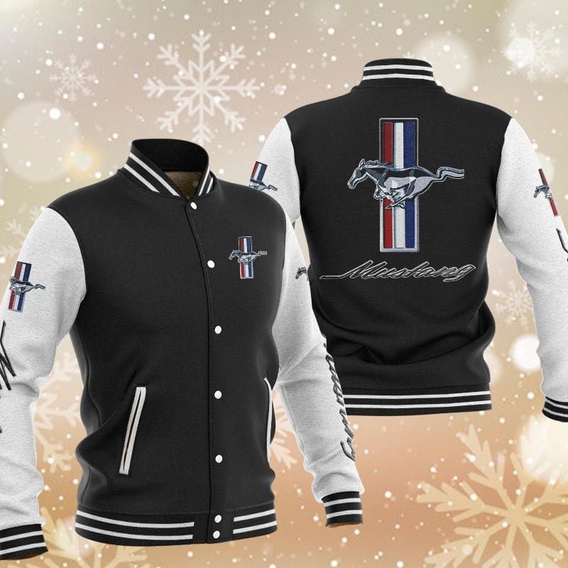 Ford Mustang Brand Logo Baseball Varsity Jacket Full Color