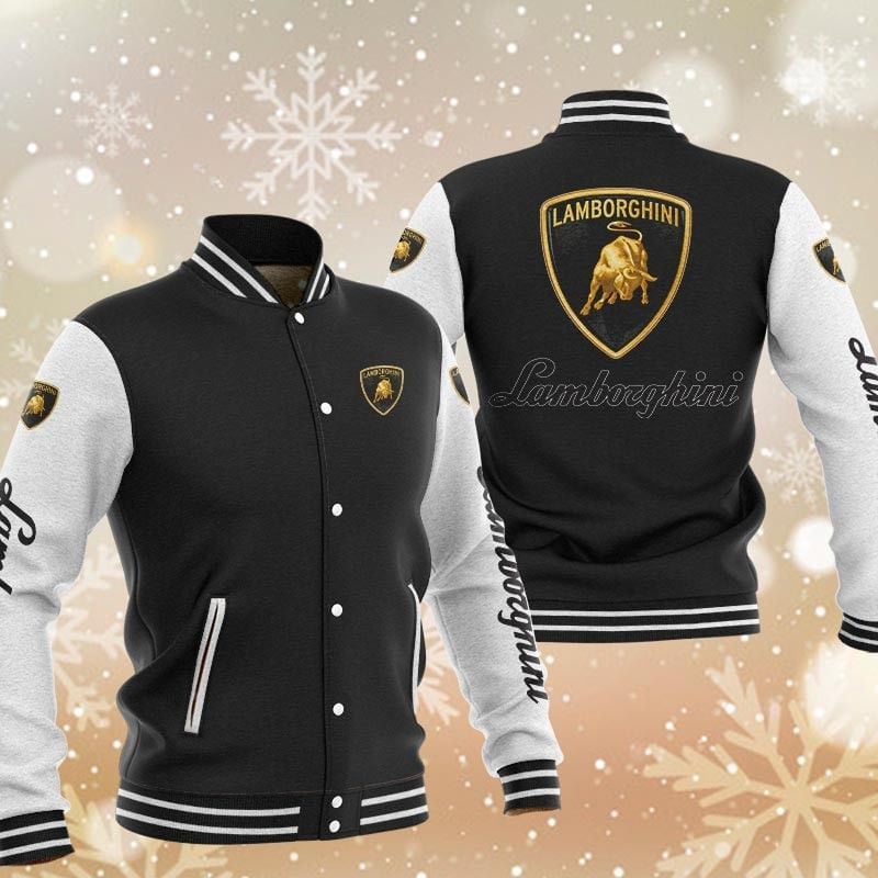 Lamborghini Brand Logo Baseball Varsity Jacket Full Color