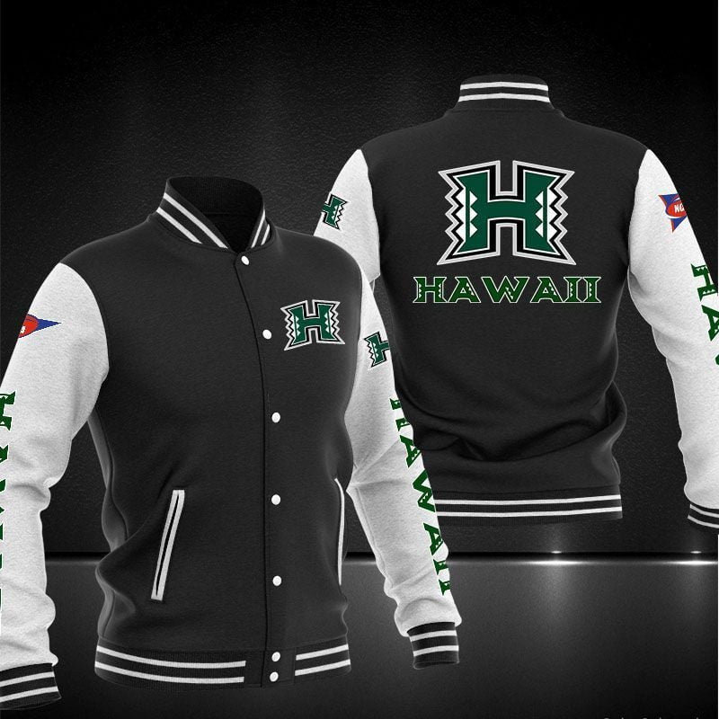 Hawaii Rainbow Warriors Ncaa Team Logo Baseball Varsity Jacket Full Color