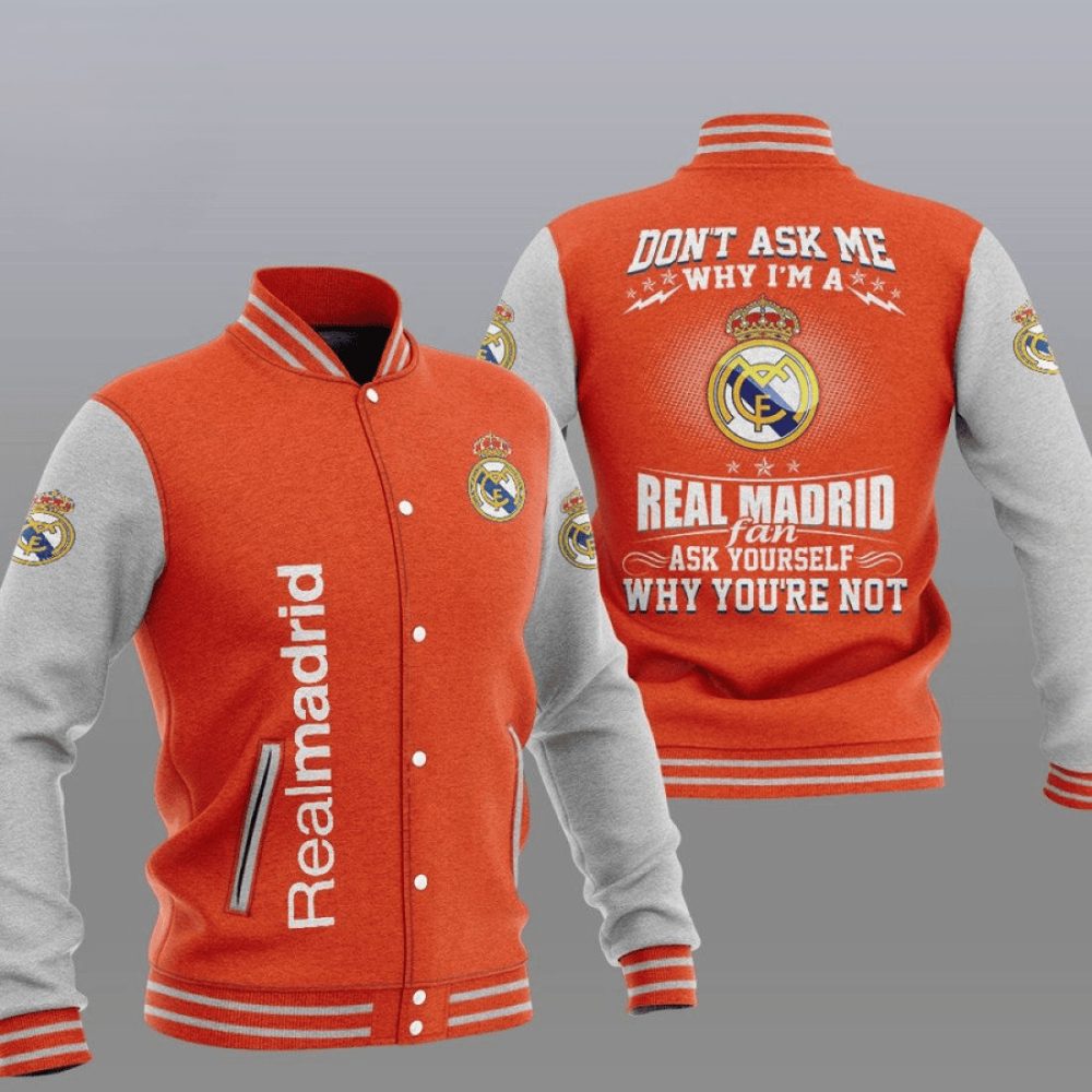 Real Madrid Orange Dont Ask Me Varsity Jacket