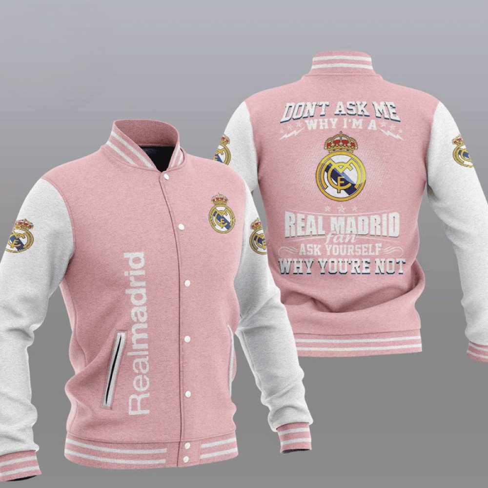 Real Madrid Pink Dont Ask Me Varsity Jacket