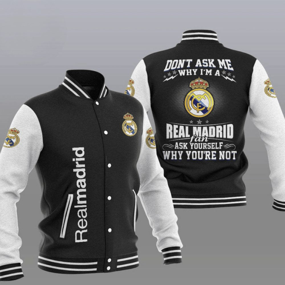 Real Madrid Black Dont Ask Me Varsity Jacket