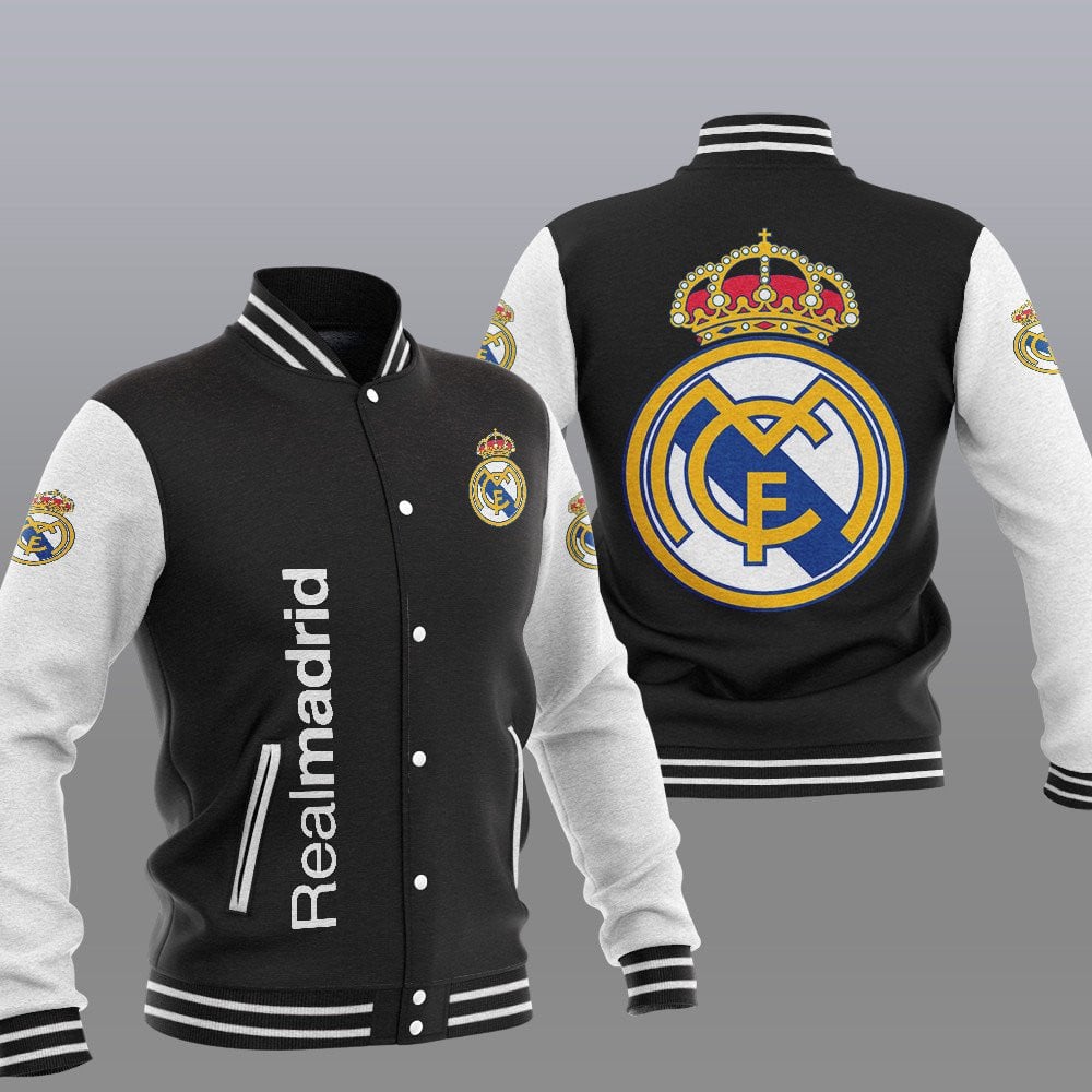 Real Madrid Black Unisex Varsity Jacket