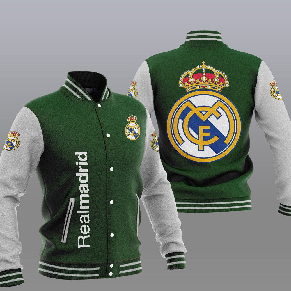 Real Madrid Green Unisex Varsity Jacket