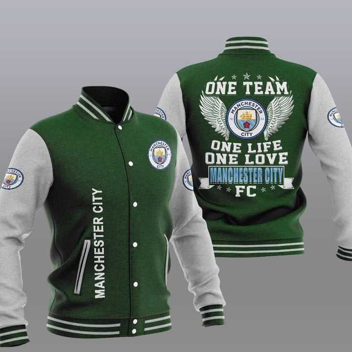Manchester City Green One Team One Life One Love Varsity Jacket