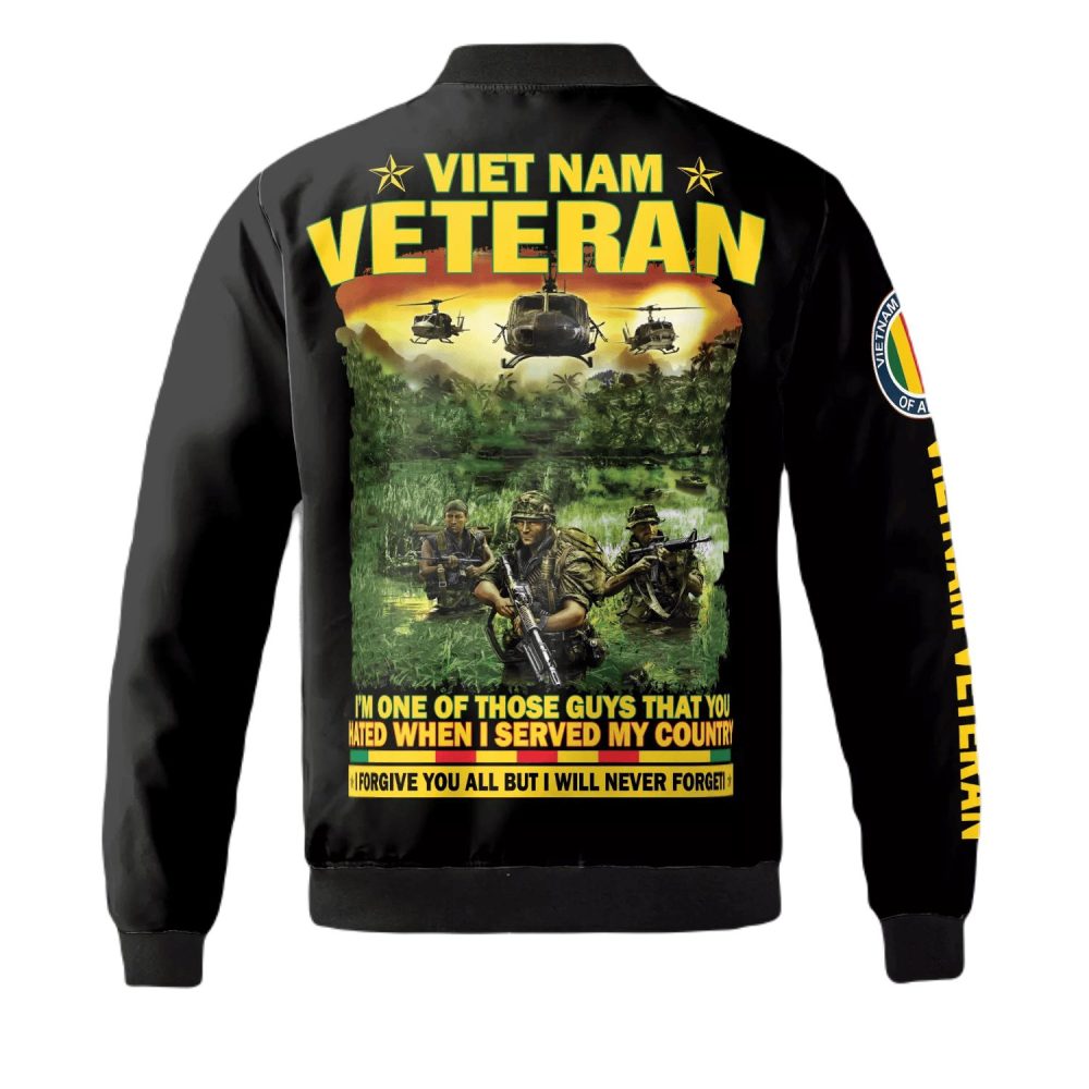 Veteran Bomber Jacket Vietnam Veteran I Served My Country Bomber Black Unisex Jacket Jacket