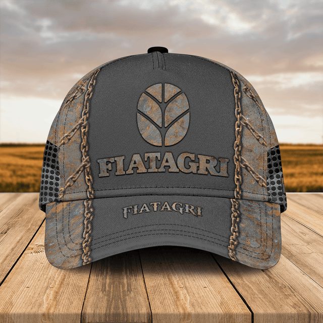 Fiatagri Vintage Style Trucker Hat – Rustic Gray With Chain Stitch Design