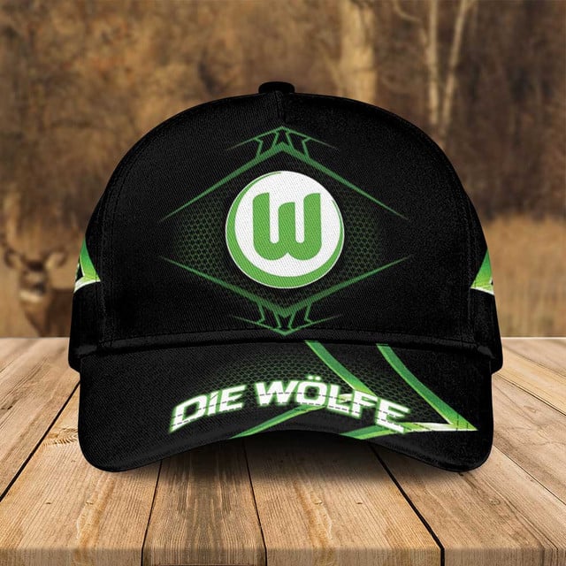 Wolfsburg Fan Cap - Stylish Black &amp; Green 'Die Wölfe' Baseball Hat - Perfect For Supporters