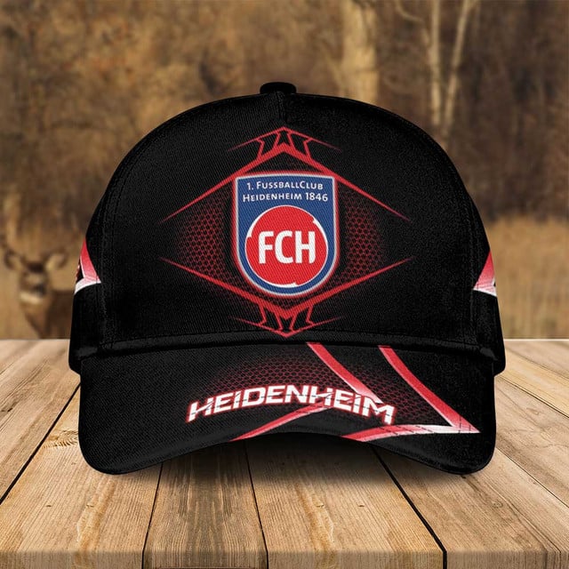 Fch Heidenheim Fan Cap - Stylish Black &amp; Red Soccer Hat For Supporters