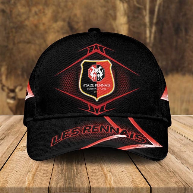 Stade Rennais Fc Fan Cap - Official Black &amp; Red Hat For Supporters