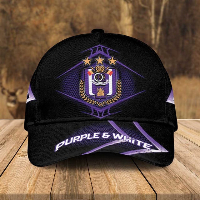 Stylish Black &amp; Purple Cap With Embroidered Crest - Perfect For Fans &amp; Fashion Enthusiasts