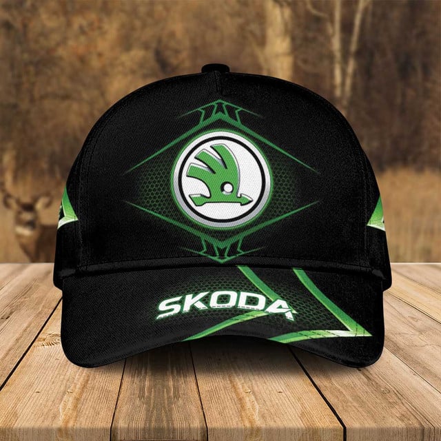 Stylish Black &amp; Green Škoda Logo Cap - Premium Quality For Car Enthusiasts