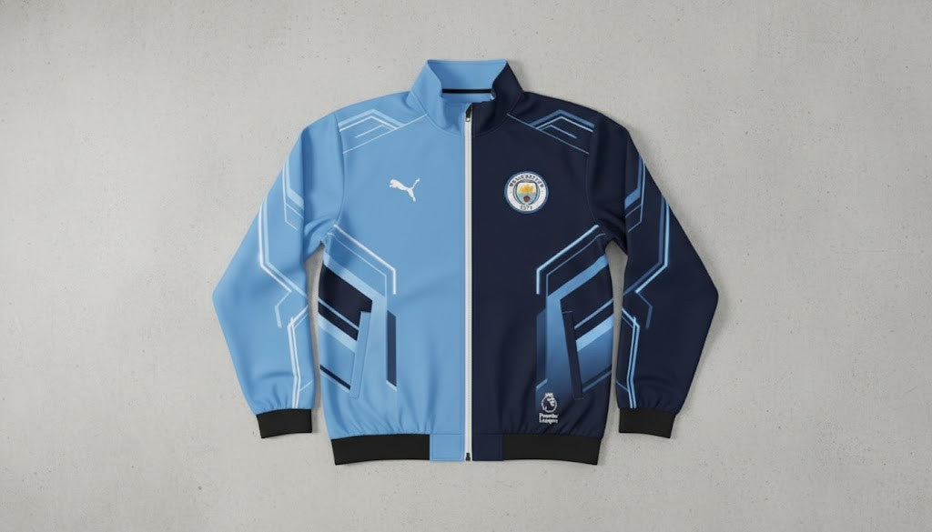 Manchester City Bomber Jacket – Two-Tone Split Design Football