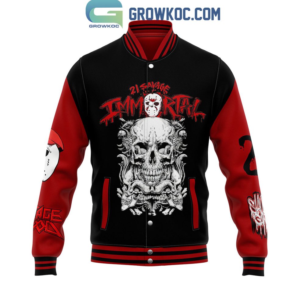 21 Savage Immortal Varsity Jacket – Stylish Streetwear With Skull Graphic Design