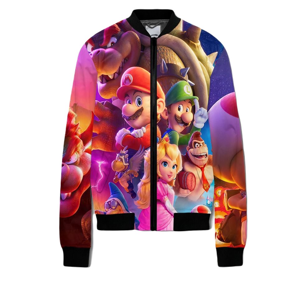 Mario Bomber Jacket Mario Bros Characters Graphic Bomber Colorful Unisex Jacket