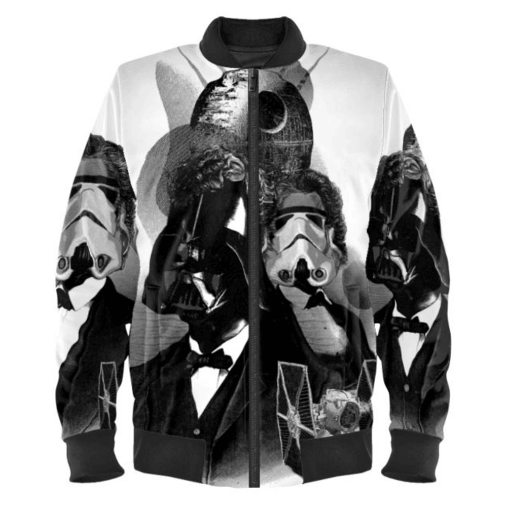 Star Wars Bomber Jacket Darth Vader Stormtrooper Death Star Graphic Bomber Black White Unisex Jacket Jacket
