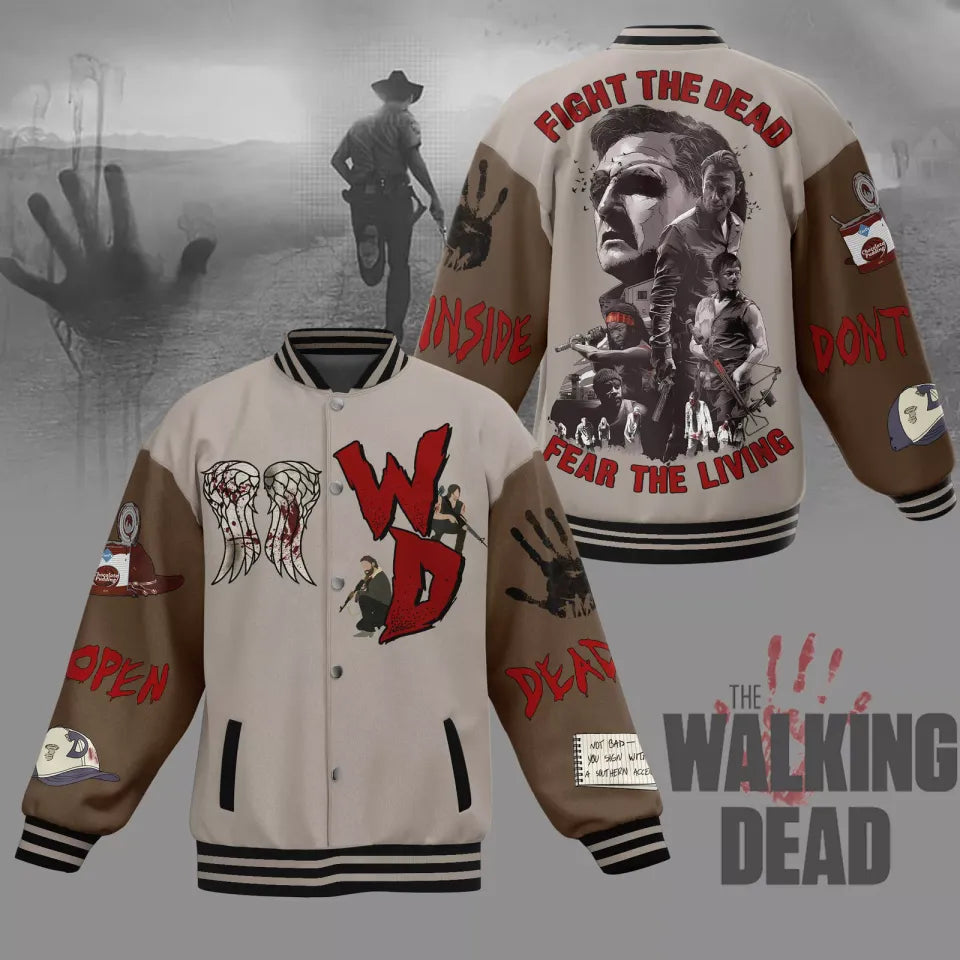 Walking Dead Varsity Jacket - Fight The Dead, Fear The Living - Premium Fan Apparel