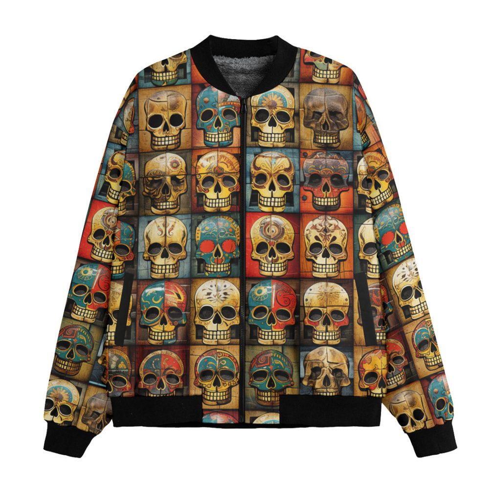 Skull Bomber Jacket Collage Of Skulls Pattern Bomber Colorful Unisex Jacket Jacket