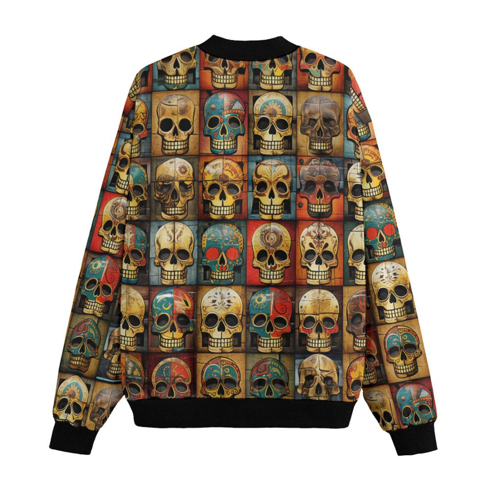 Skull Bomber Jacket Collage Of Skulls Pattern Bomber Colorful Unisex Jacket Jacket