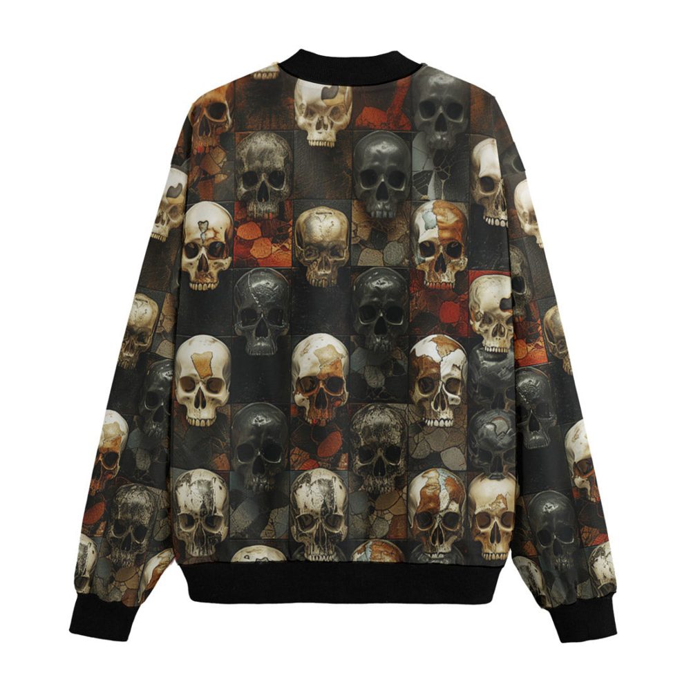 Skull Bomber Jacket All Skull Wall Art Graphic Bomber Black Brown Unisex Jacket Jacket