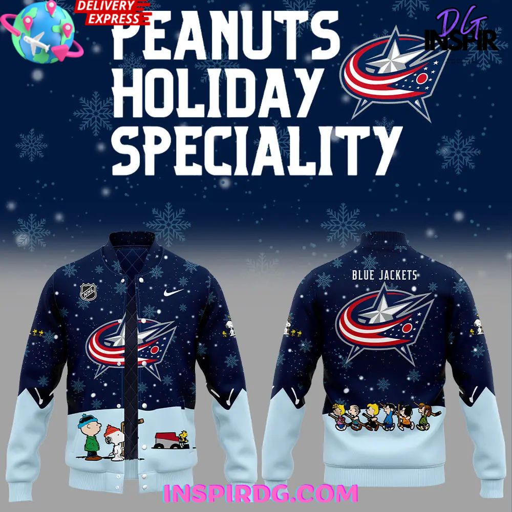Columbus Blue Jackets Peanuts Holiday Speciality Varsity Jacket
