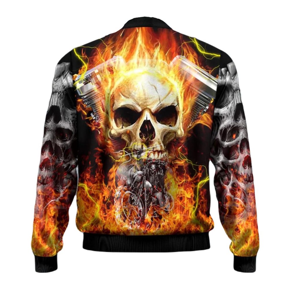Skull Bomber Jacket Ghost Fire Biker Flame Skull Bomber Black Yellow Unisex Jacket Jacket