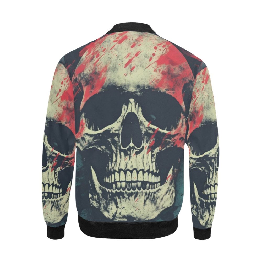 Skull Bomber Jacket Grunge Skull Splattered Pattern Bomber Black Red Unisex Jacket Jacket