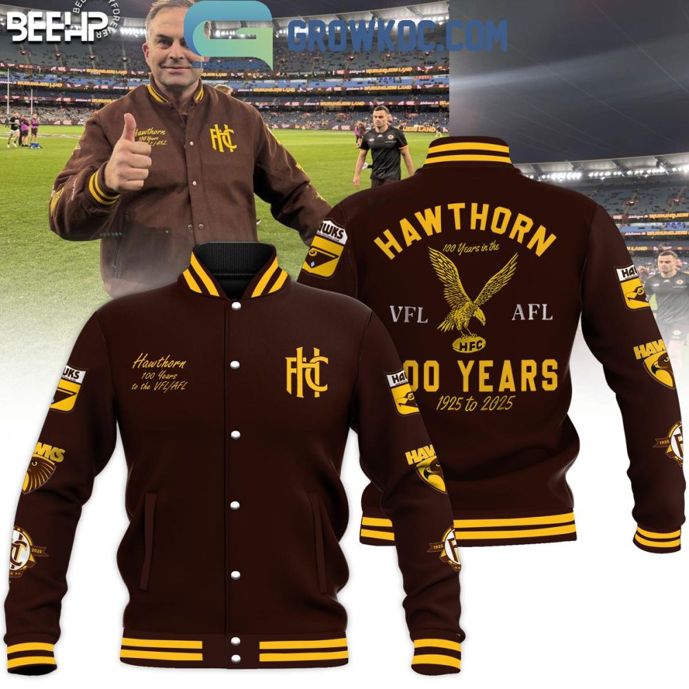 Hawthorn 100 Years Anniversary Jacket - Vfl/Afl Premium Bomber 1925-2025