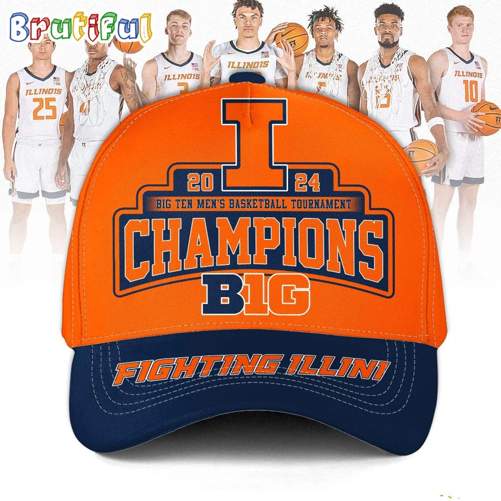 Illinois Fighting Illini 2024 Big Ten Men'S Basketball Tournament Champions Baseball Cap