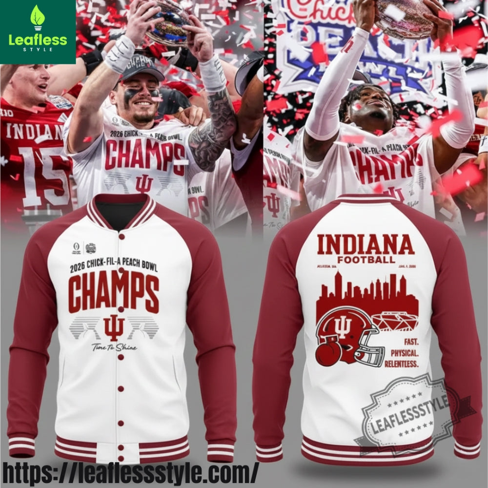 Indiana Hoosiers 2026 Peach Bowl Champions Baseball Jacket