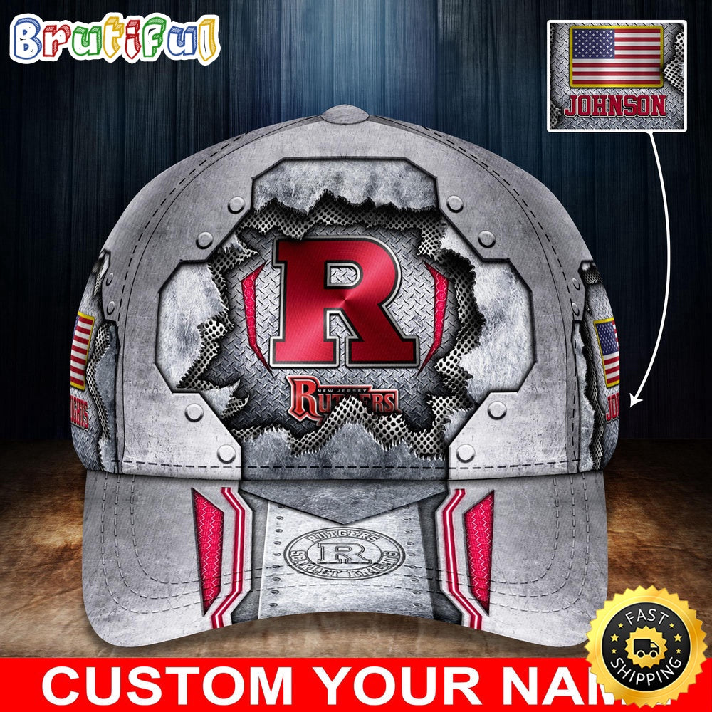 Ncaa Rutgers Scarlet Knights Baseball Cap Silver Metalic Pattern Baseball Cap