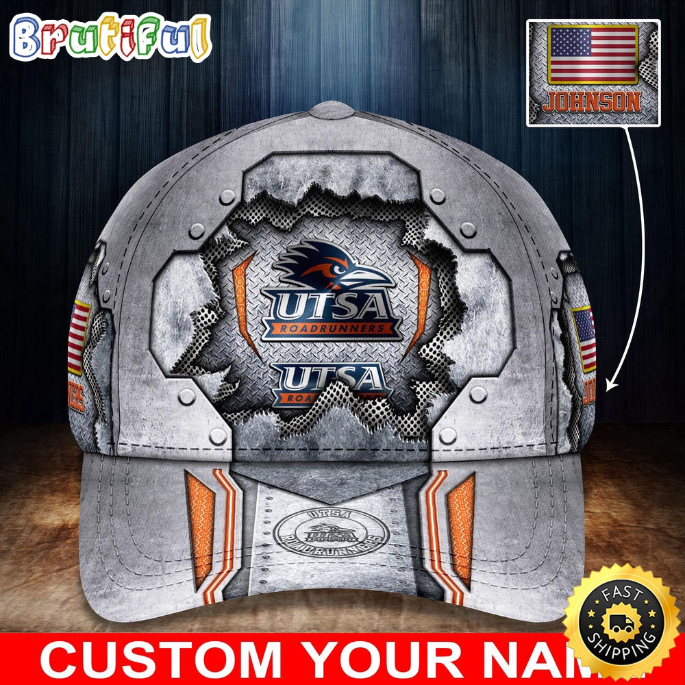 Ncaa Utsa Roadrunners Baseball Cap Silver Metalic Pattern Baseball Cap