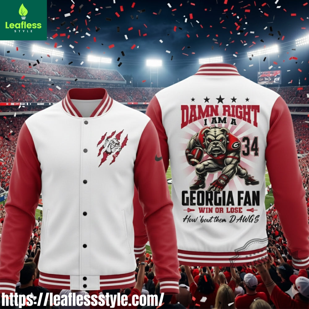 Official Georgia Bulldogs Ncaa Go Dawgs Right Baseball Jacket