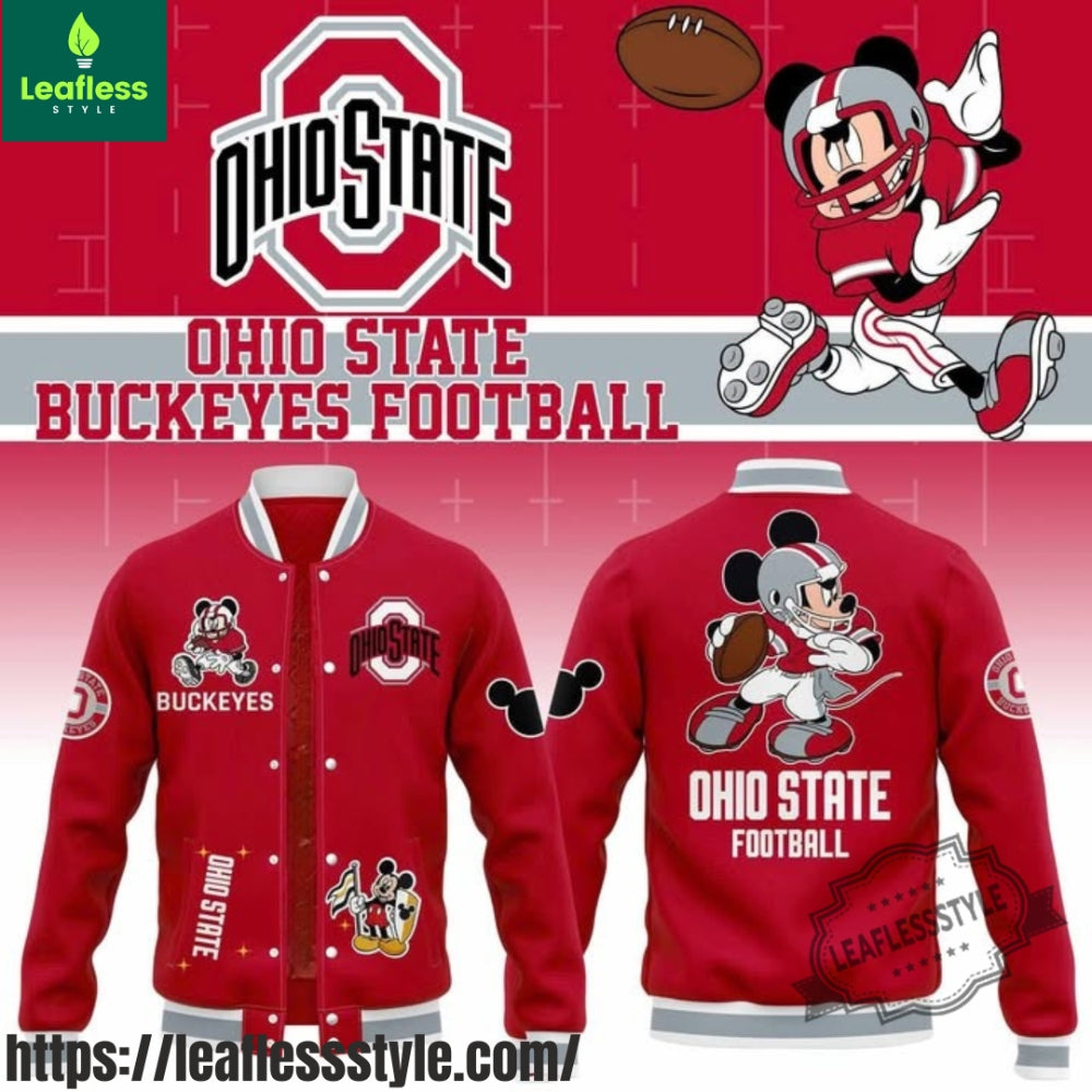 Ohio State Buckeyes X Mickey Mouse Baseball Jacket