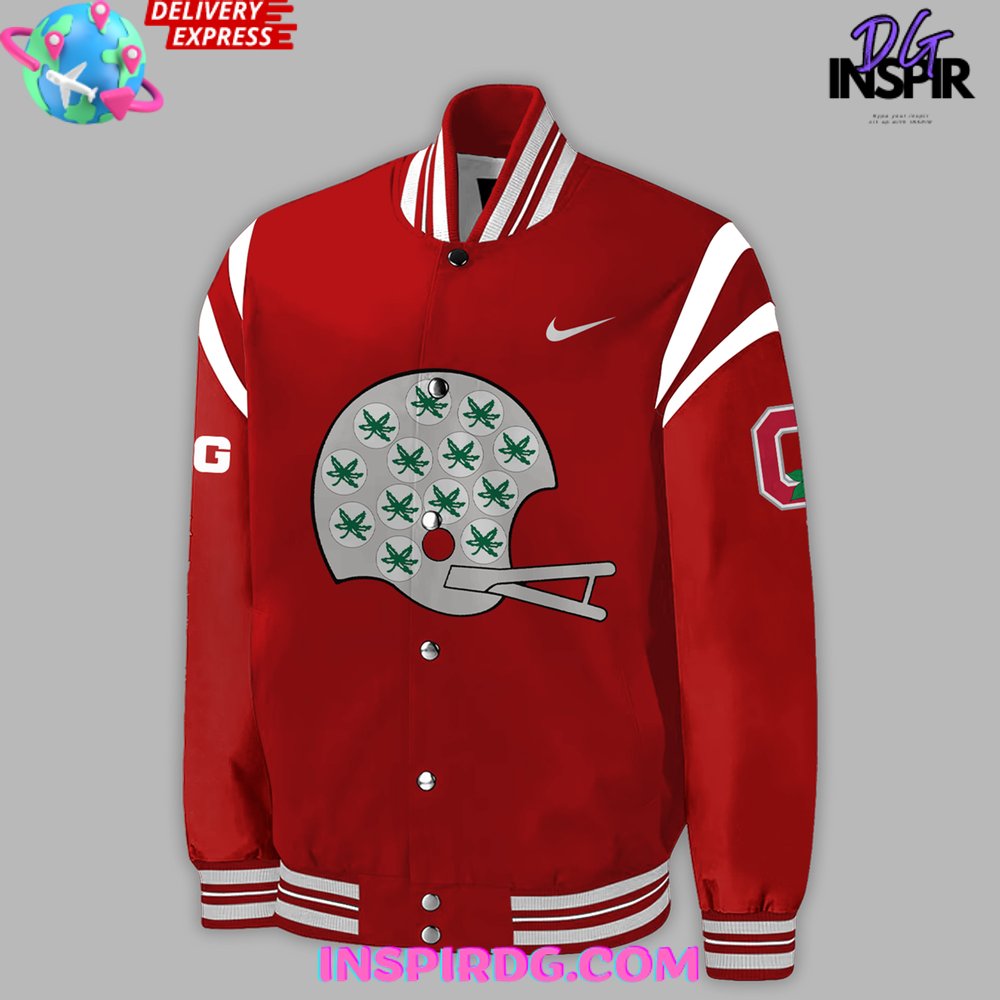 Ohio State Football Throwback Helmet Baseball Jacket