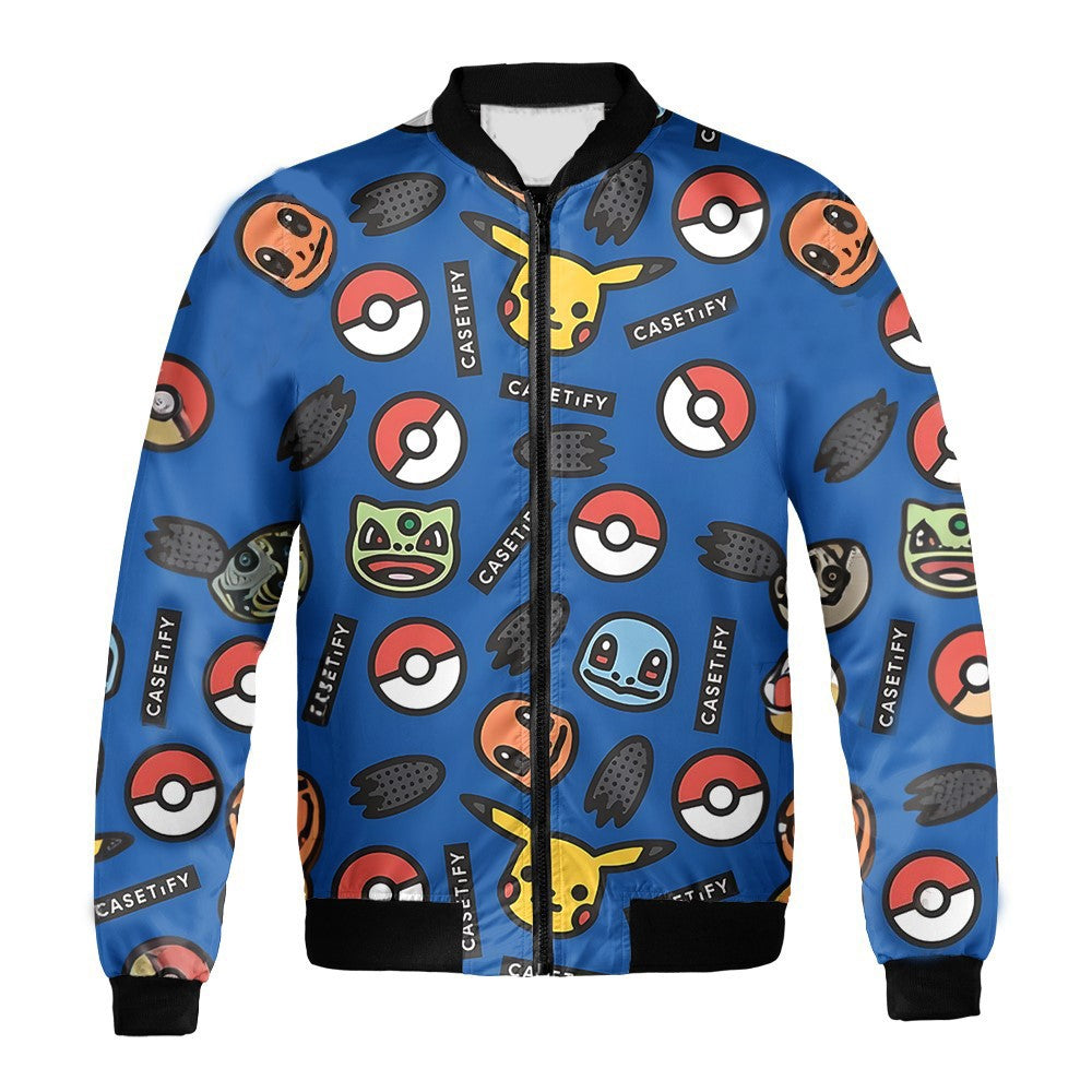Pokemon Bomber Jacket Pokemon Casetify Pokeball Pattern Bomber Blue Unisex Jacket Jacket