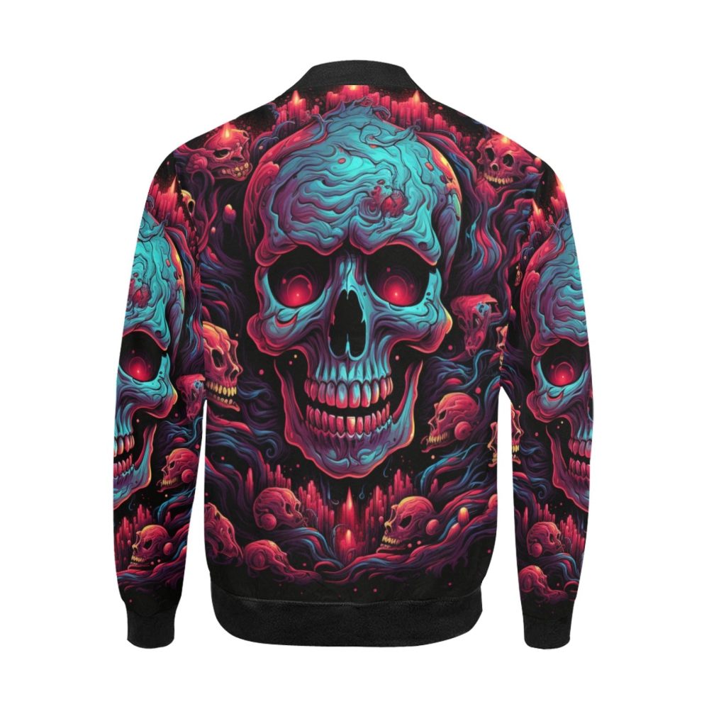 Skull Bomber Jacket Radical Skull Art Pattern Bomber Blue Red Unisex Jacket Jacket