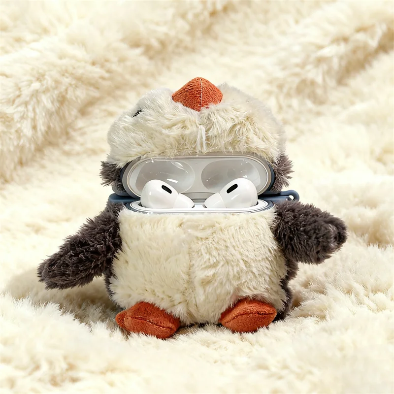 For AirPods Pro3 4 3 2 1 Pro 3 Pro2 Earphone Case 3D Plush Penguin Cute Fur Protective Headphone Box Cover