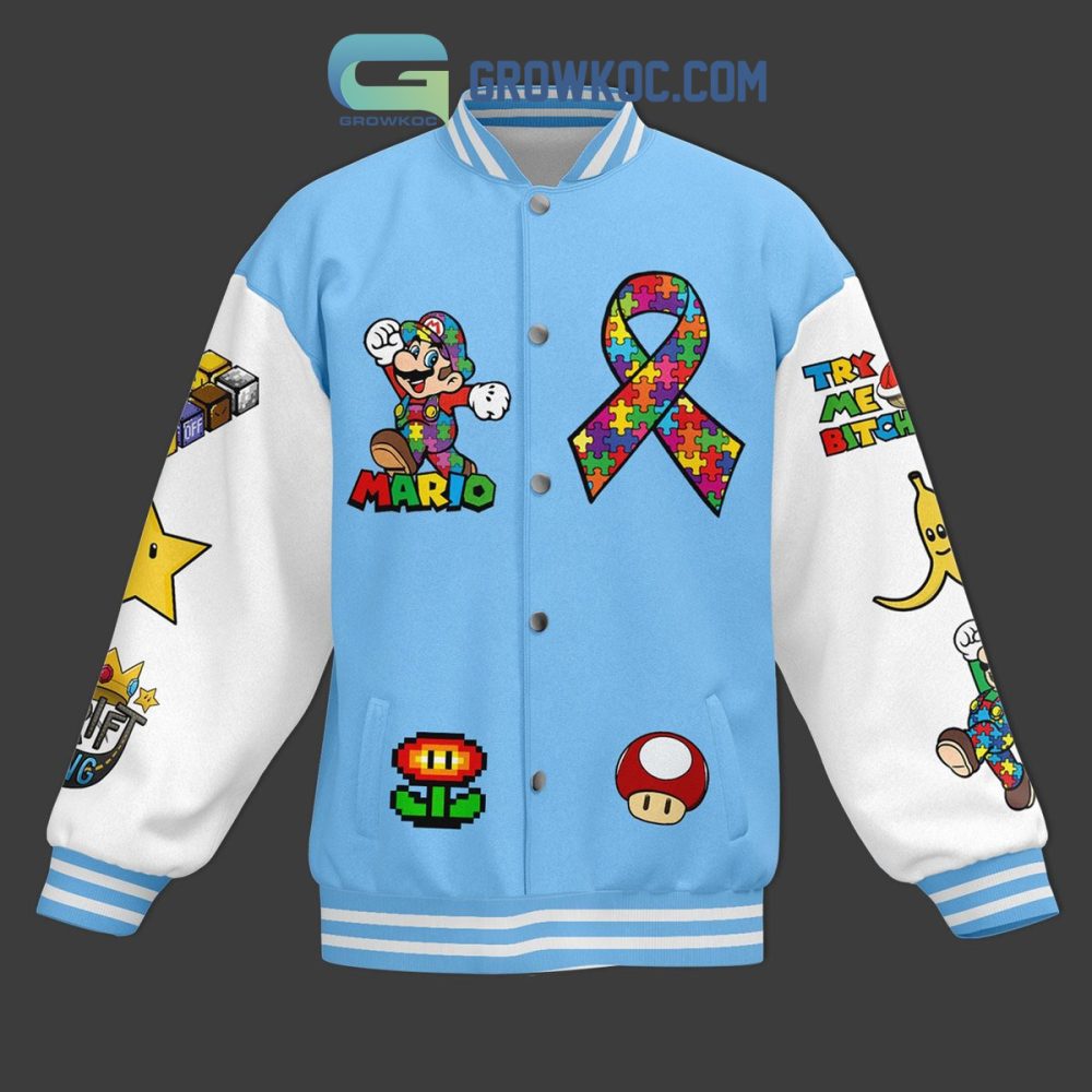 Super Mario Autism Awareness Jacket - Vibrant Puzzle Design, Embrace Acceptance &amp; Love