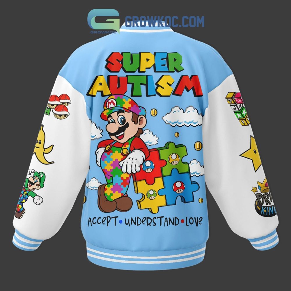Super Mario Autism Awareness Jacket - Vibrant Puzzle Design, Embrace Acceptance &amp; Love