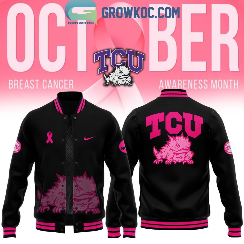 Support Breast Cancer Awareness: Tcu Pink Ribbon Varsity Jacket - Limited Edition