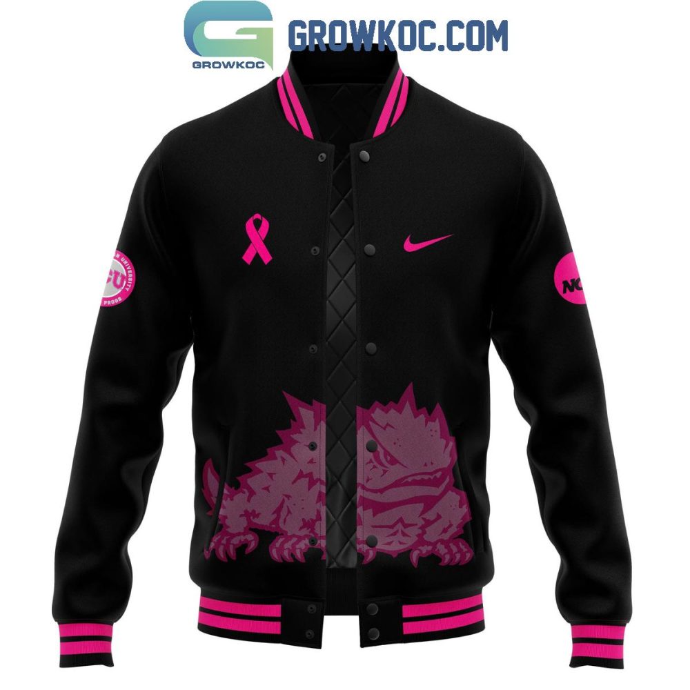 Support Breast Cancer Awareness: Tcu Pink Ribbon Varsity Jacket - Limited Edition