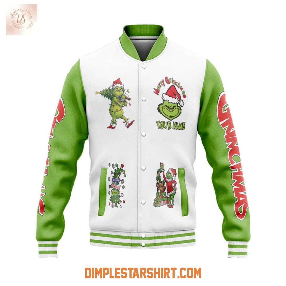 The Grinch Team Happy Holiday Christmas Baseball Jacket