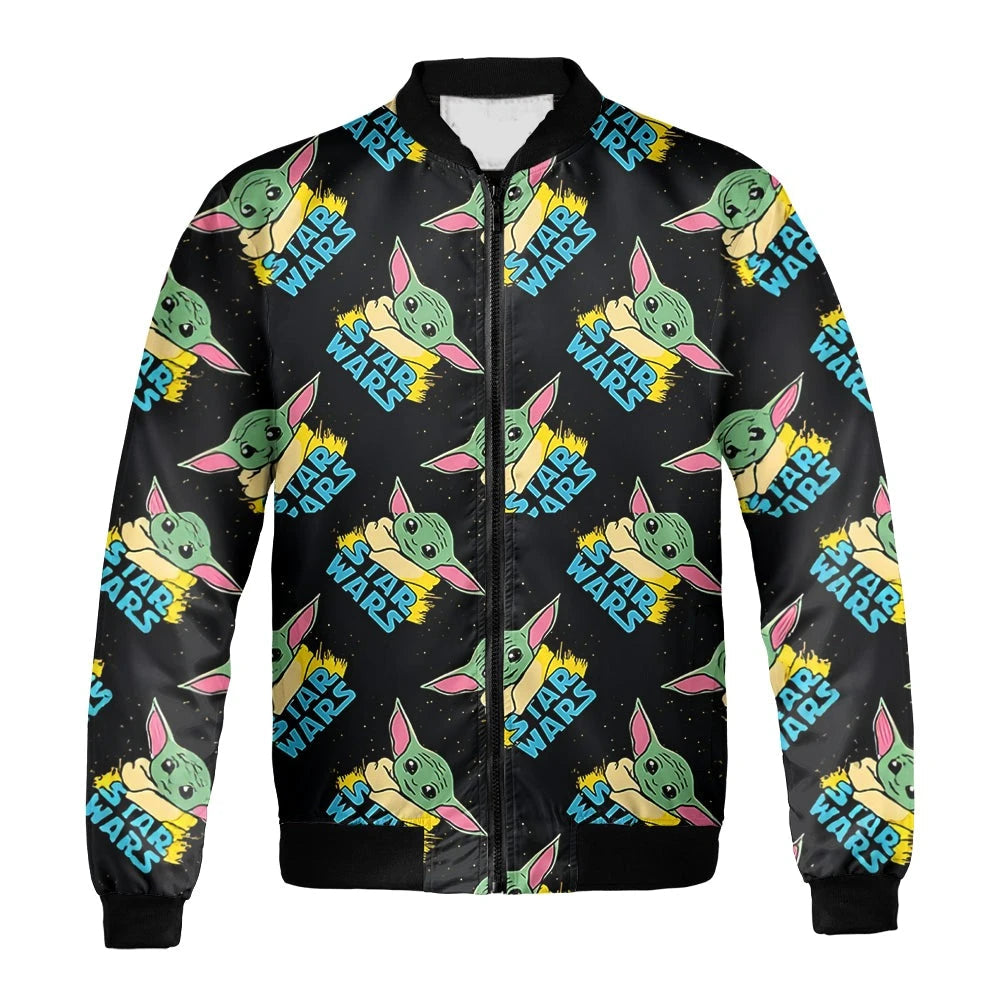 Star Wars Bomber Jacket Star Wars Baby Grogu Pattern Bomber Black Unisex Jacket Jacket